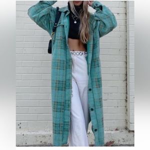 We the Free plaid long ruby jacket